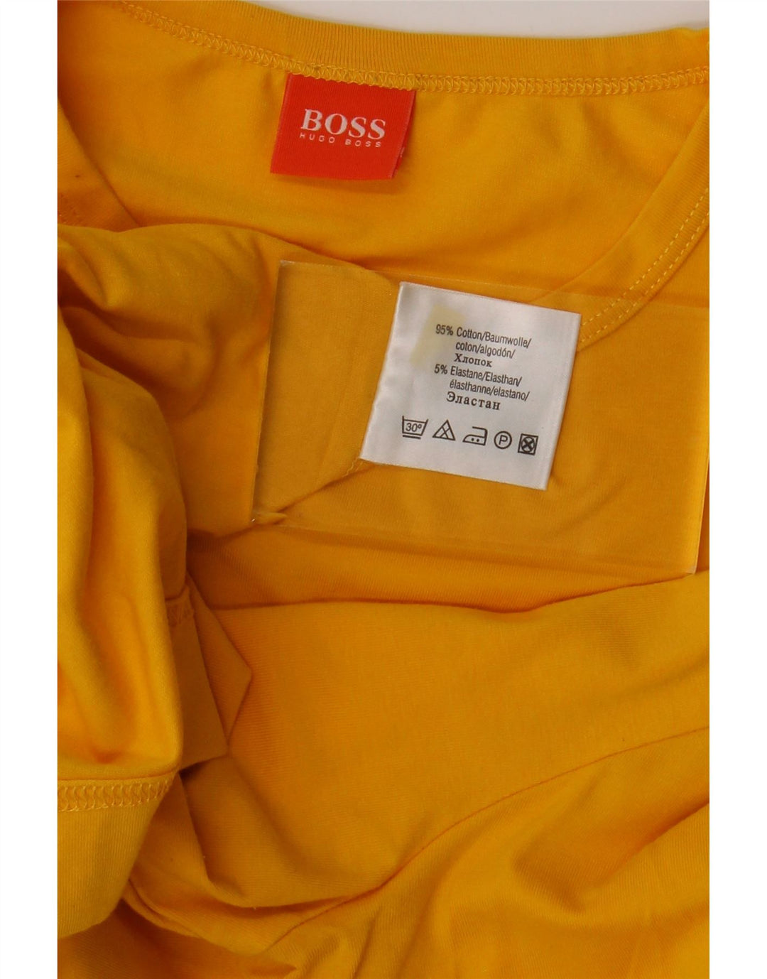 HUGO BOSS Homme Top Manches Longues Large Jaune Coton