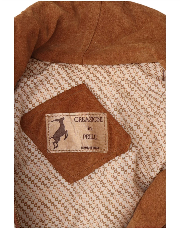 Veste polaire en cuir femme vintage UK 14 Cuir colorblock blanc moyen