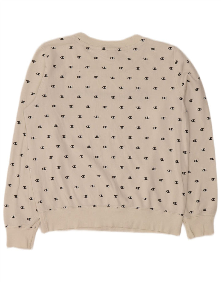 CHAMPION Sweat-shirt graphique surdimensionné pour femme UK 10 Petit Blanc