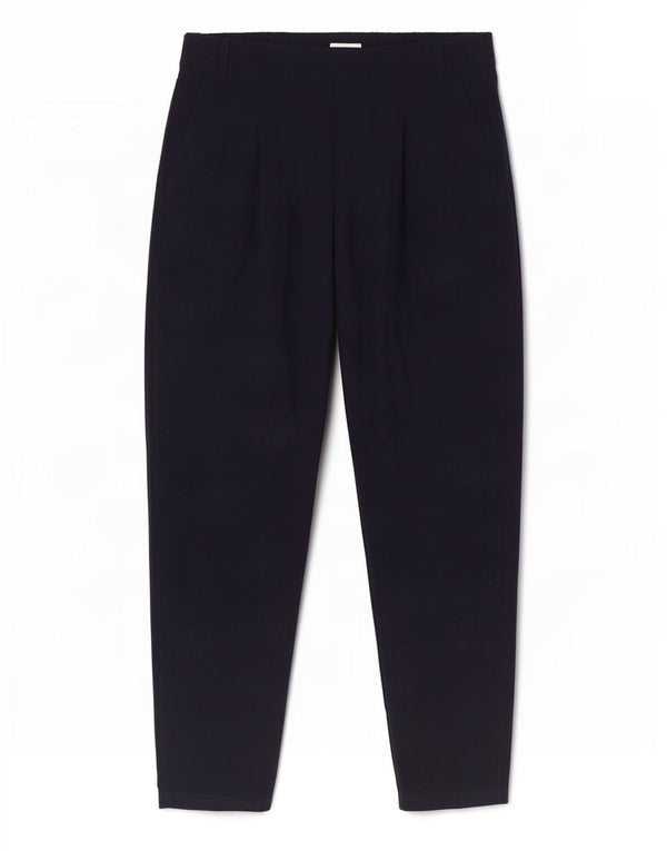Marks & Spencer Pantalon décontracté taille haute pour femme UK 12 Medium W30 L27 Bleu marine