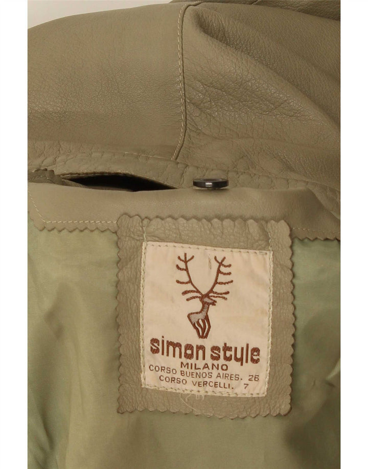veste en cuir homme vintage UK 38 Kaki moyen