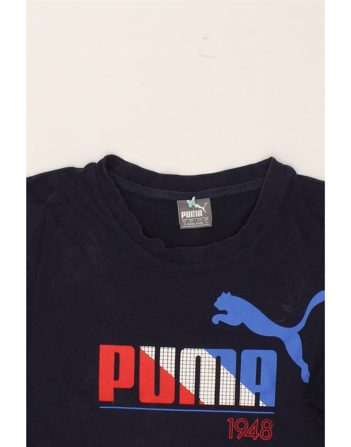 PUMA Mens Graphic T-Shirt Top Small Navy Blue Vintage Puma and Second-Hand Puma from Messina Hembry 