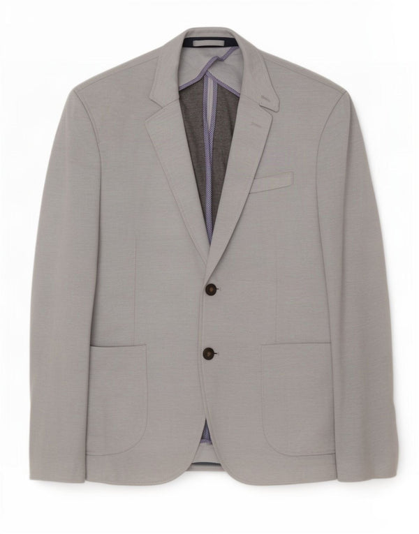 Zara Veste Blazer 2 Boutons Homme EU 52 Grand Gris Colorblock Polyester