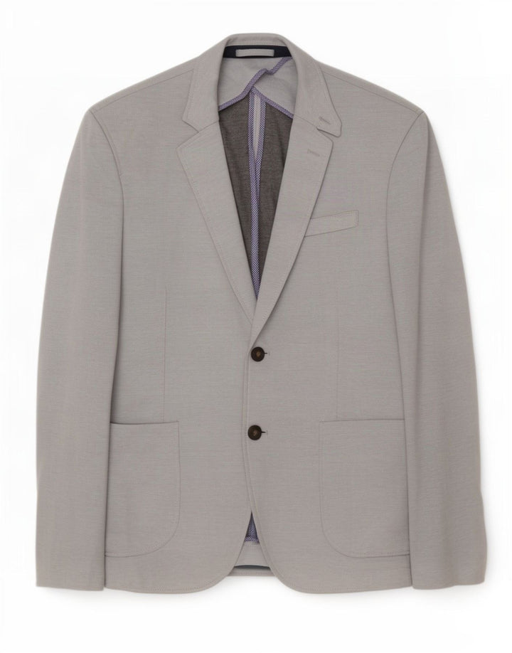 Zara Veste Blazer 2 Boutons Homme EU 52 Grand Gris Colorblock Polyester