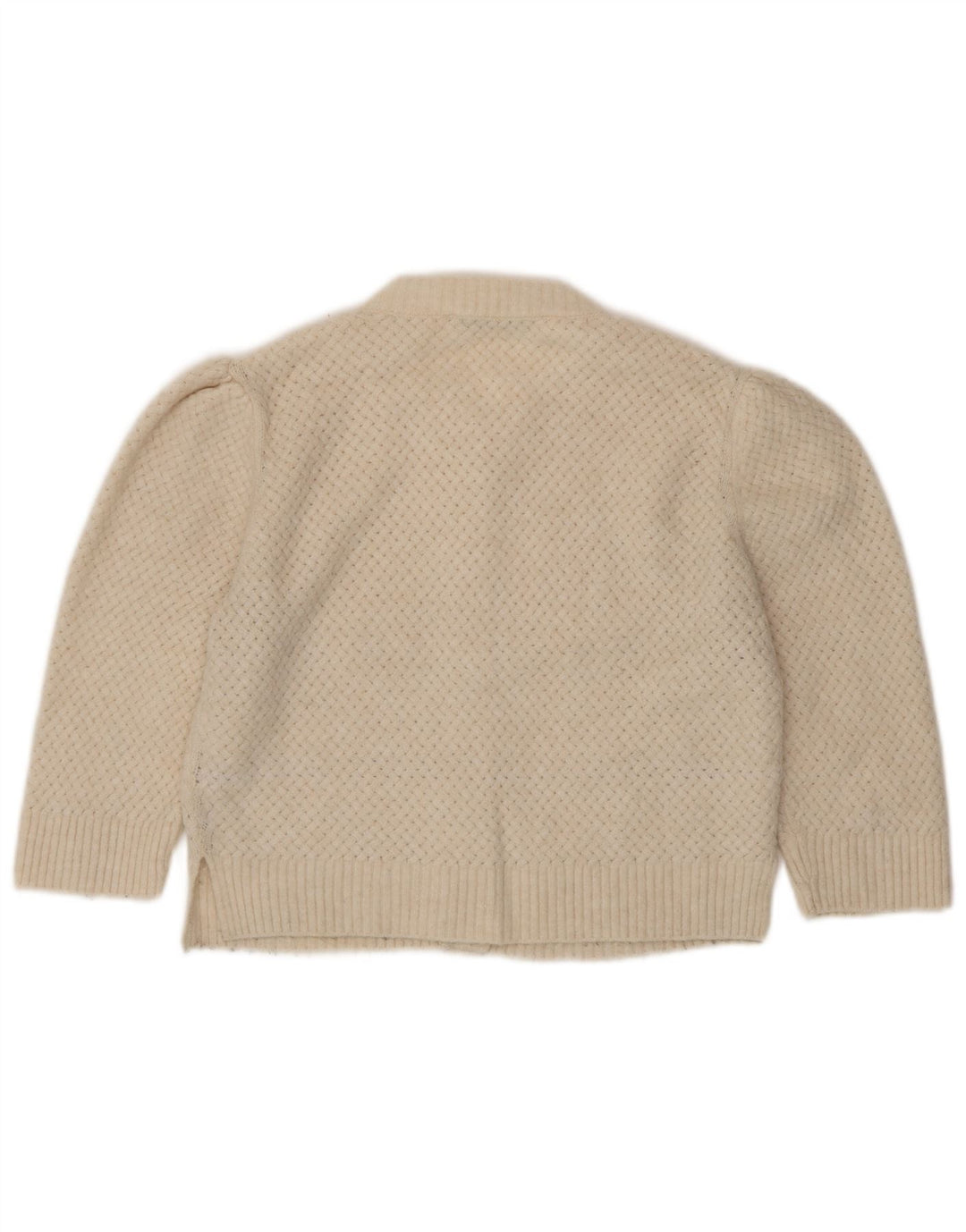Zara Womens Crop Cardigan Pull UK 10 Petit Beige Polyester