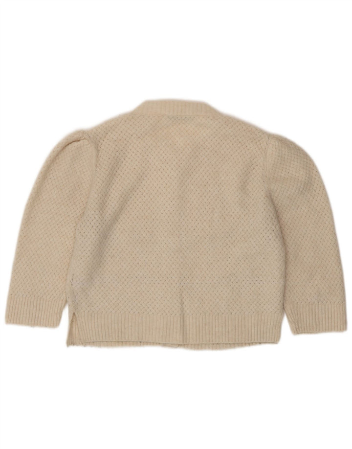 Zara Womens Crop Cardigan Pull UK 10 Petit Beige Polyester