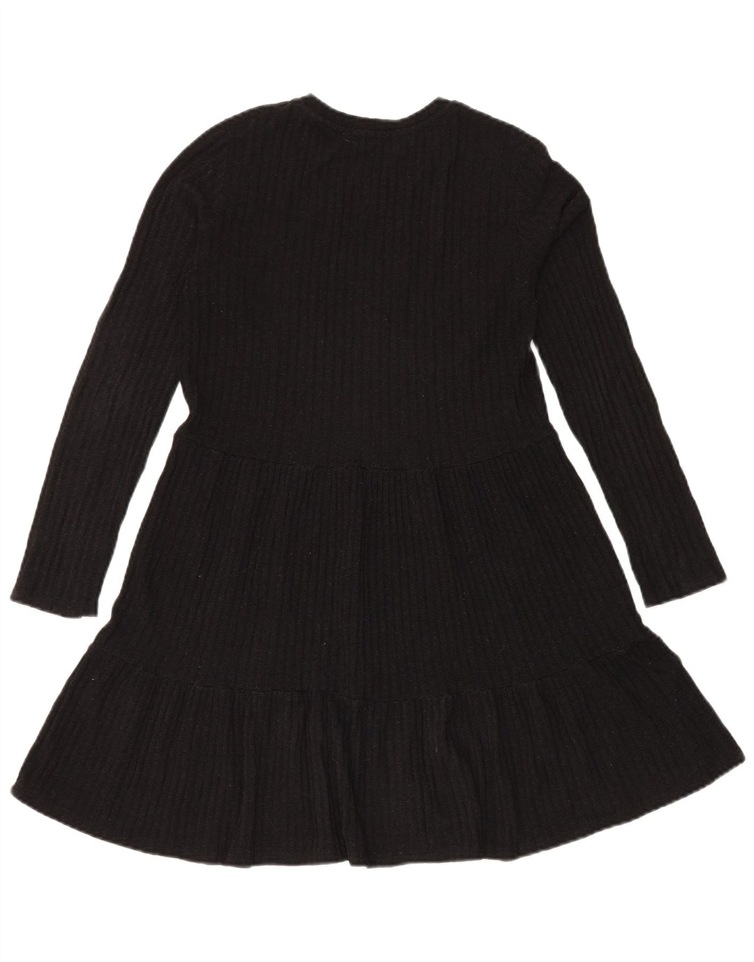 Zara Robe à volants en tricot pour femme UK 12 Noir moyen