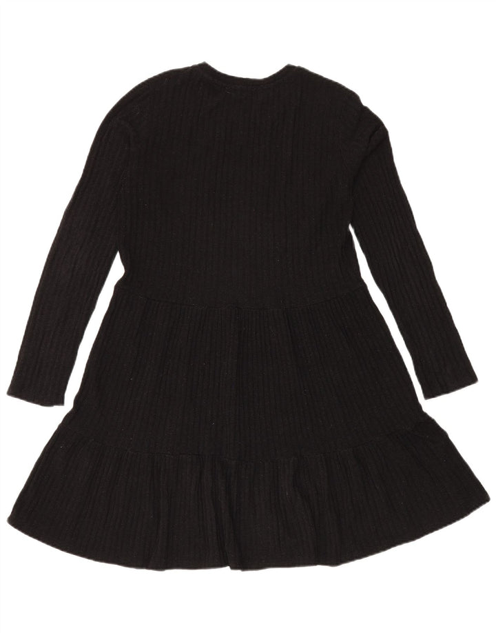 Zara Robe à volants en tricot pour femme UK 12 Noir moyen