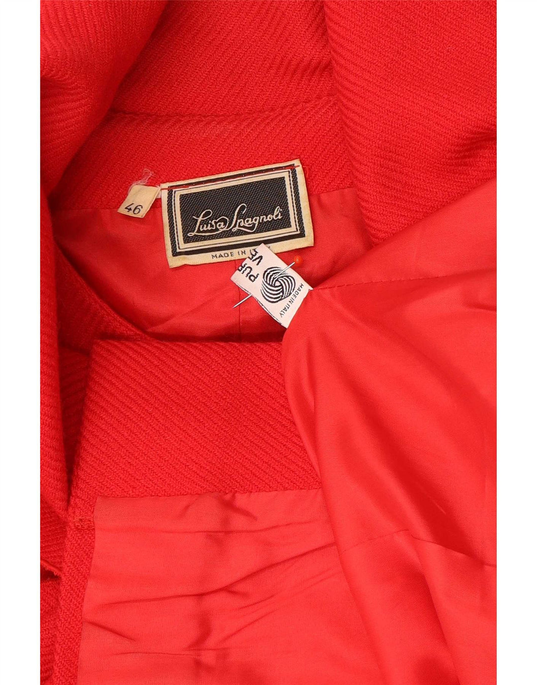 Luisa Spagnoli Veste Blazer 4 Boutons Femme IT 46 Grande Laine Rouge