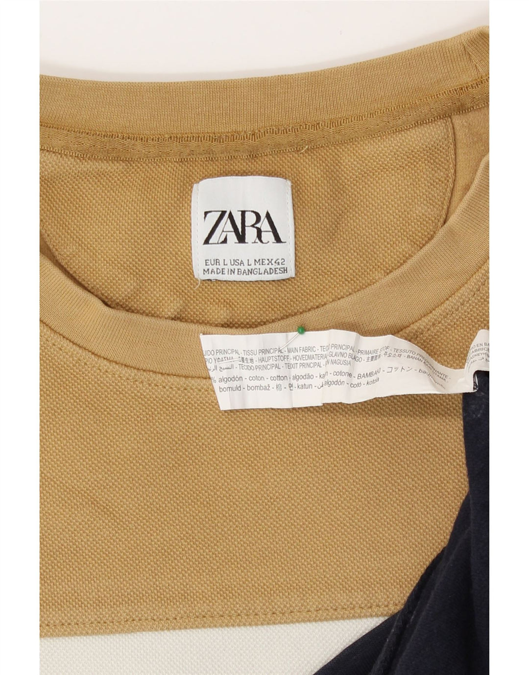 Zara Pull-over pour hommes en coton color block beige grand