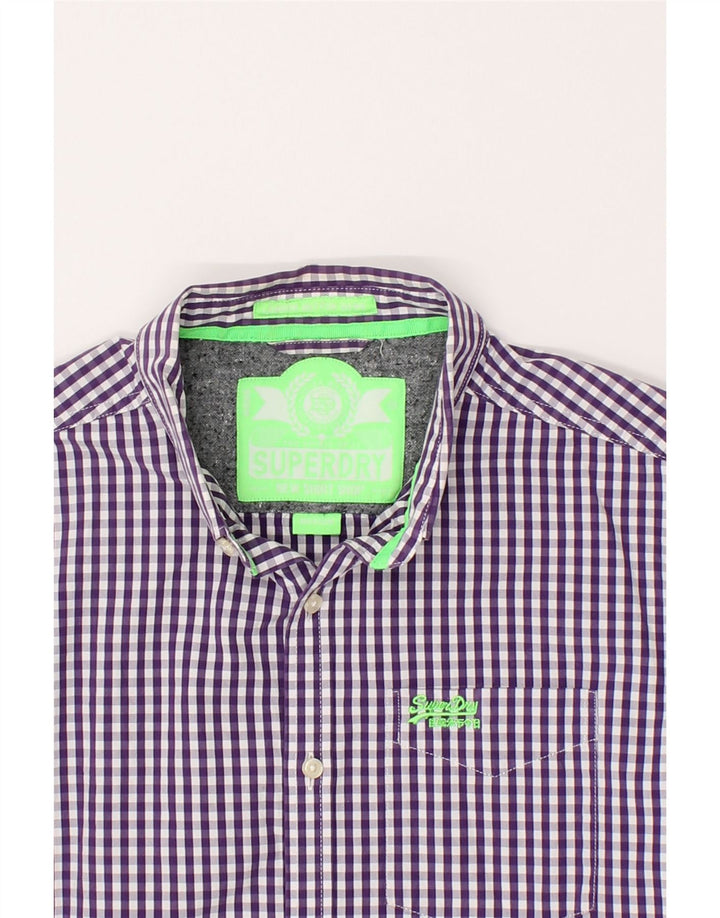 SUPERDRY Mens Shirt Medium Purple Gingham Cotton Vintage Superdry and Second-Hand Superdry from Messina Hembry 