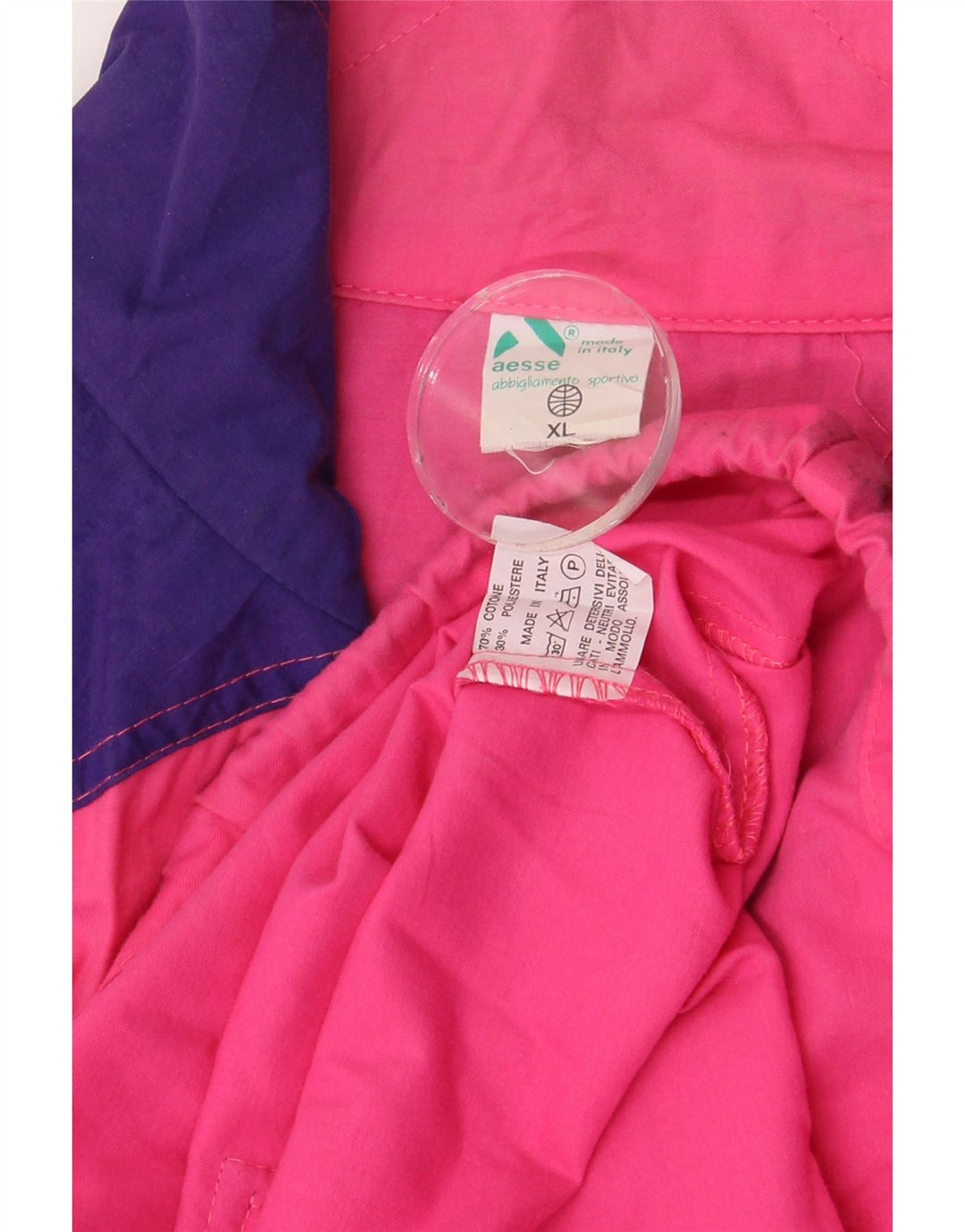 Aesse Pull à col zippé pour homme - Haut de survêtement XL en coton color block rose