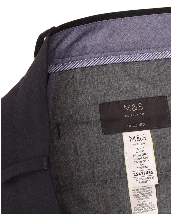 Marks & Spencer Pantalon de costume slim sur mesure pour homme W36 L31 Bleu marine