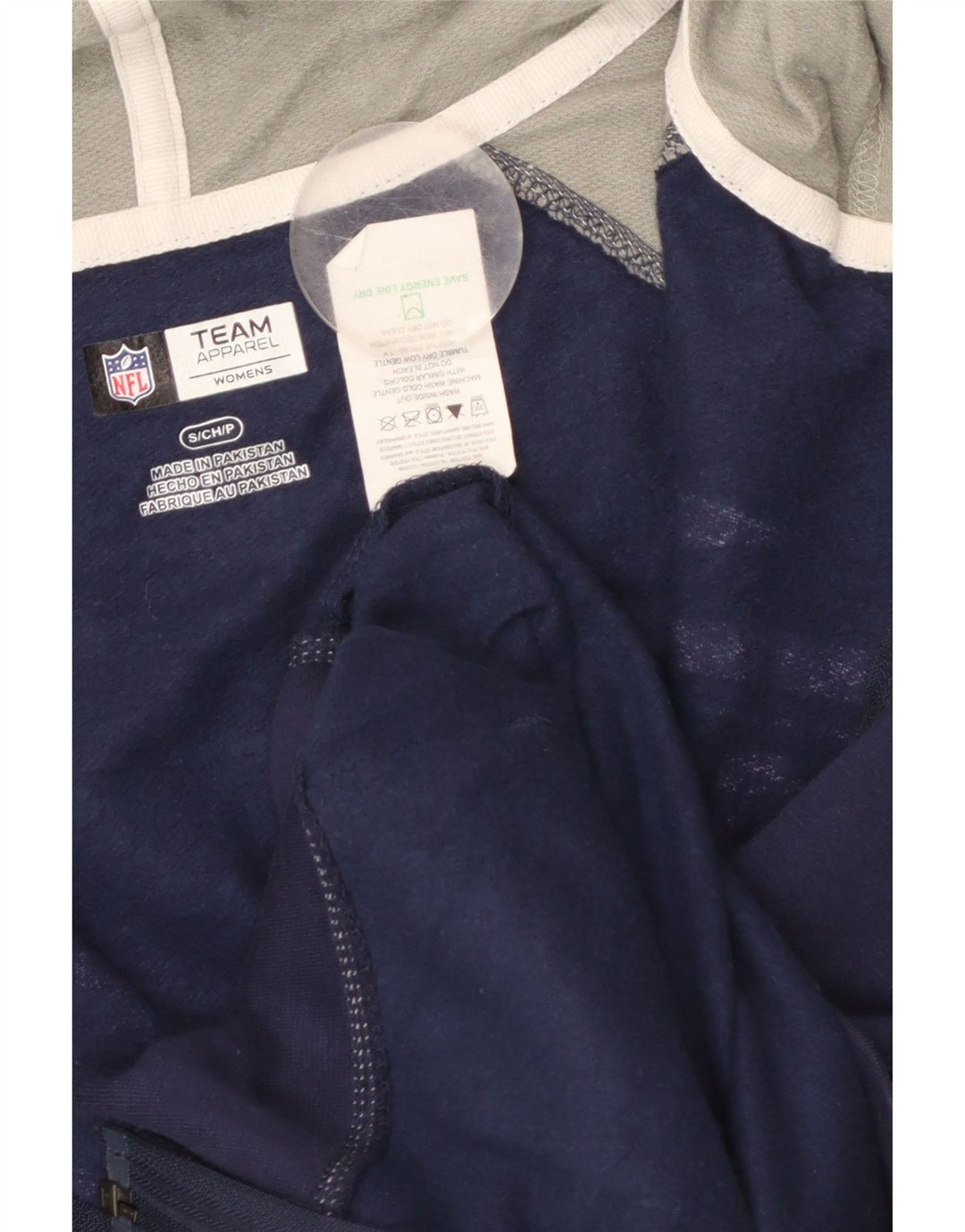 NFL Patriots Pull à capuche zippé pour femme UK 10 Petit colorblock bleu marine