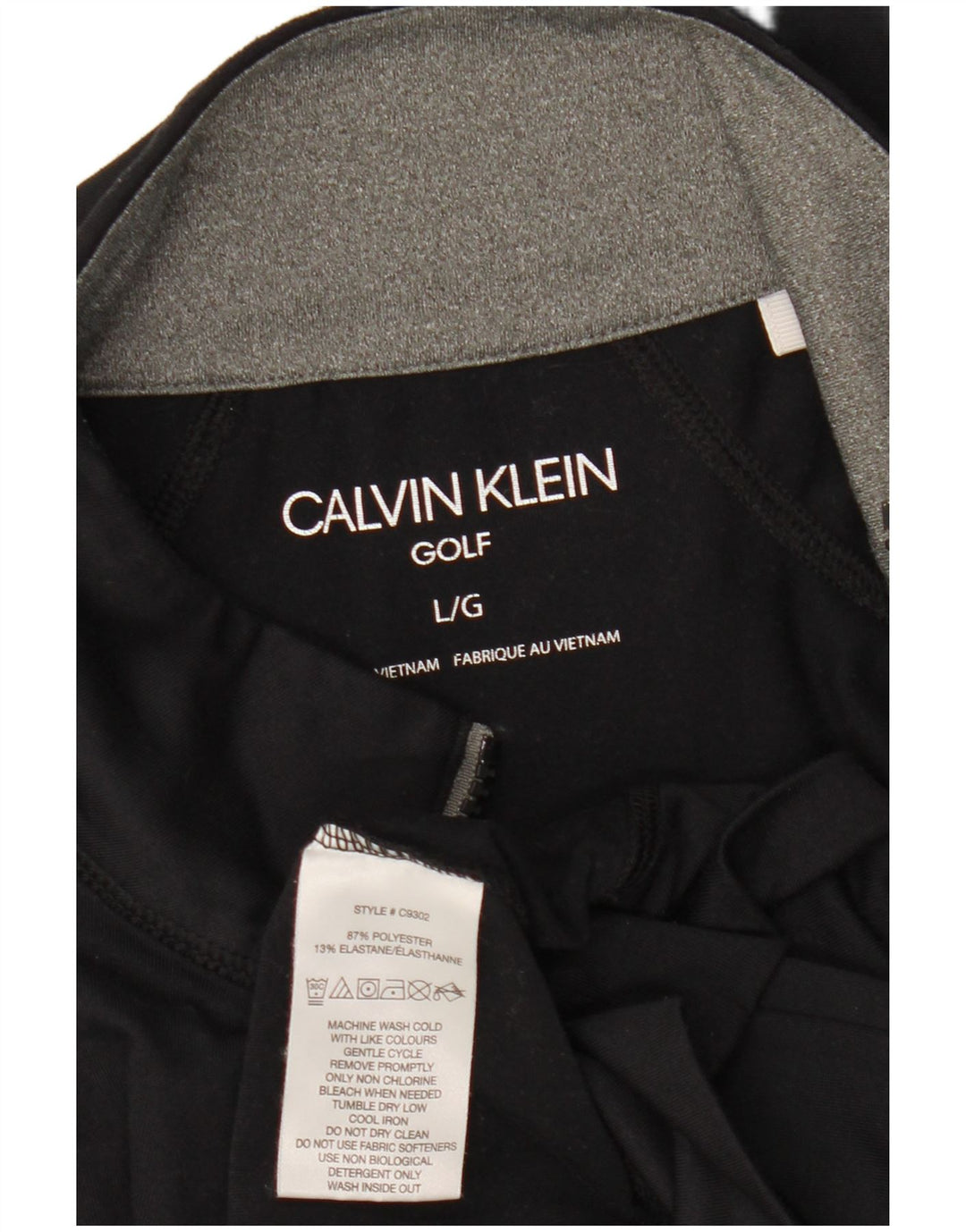 CALVIN KLEIN Haut de survêtement pour homme avec col zippé et graphique de golf, grand noir