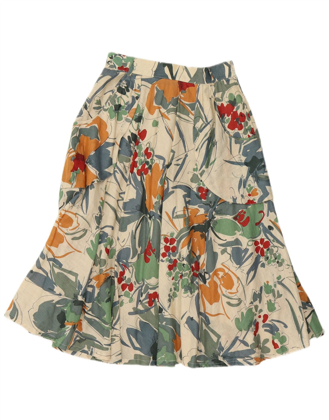 vintage Femme Taille Haute A-Line Jupe IT 42 Moyen W26 Multicolore