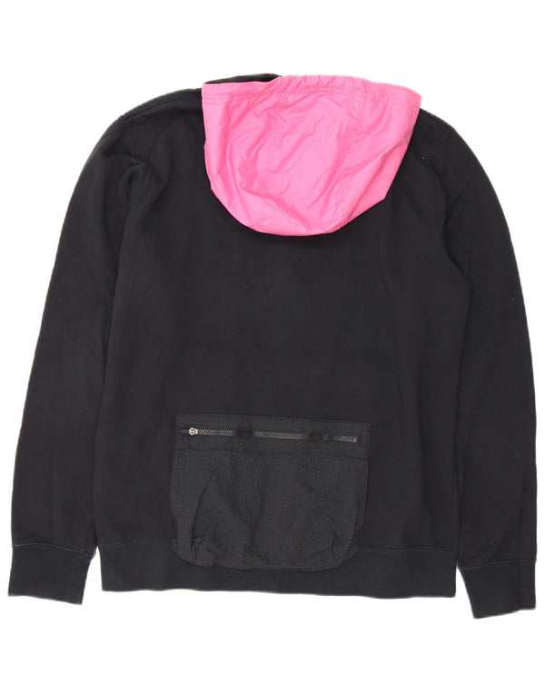 Nike Pull à capuche graphique avec col zippé en coton color block noir moyen pour homme