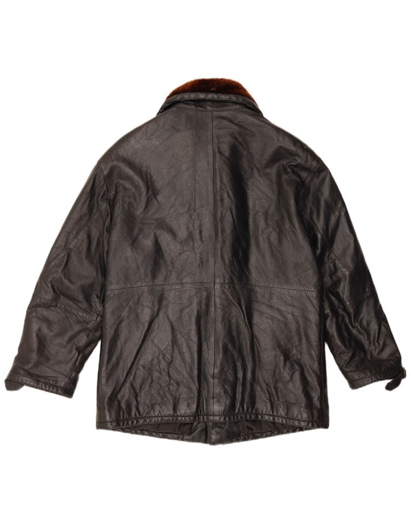 veste en cuir homme vintage UK 36 Petit colorblock noir