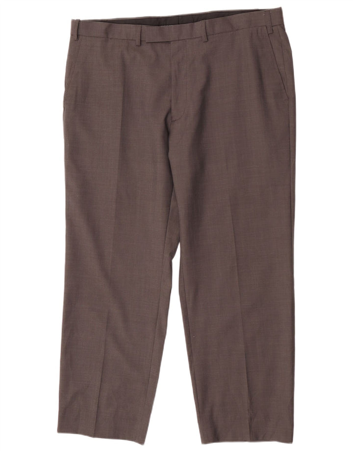 Marks & Spencer Pantalon de costume coupe classique pour homme W36 L29 laine marron