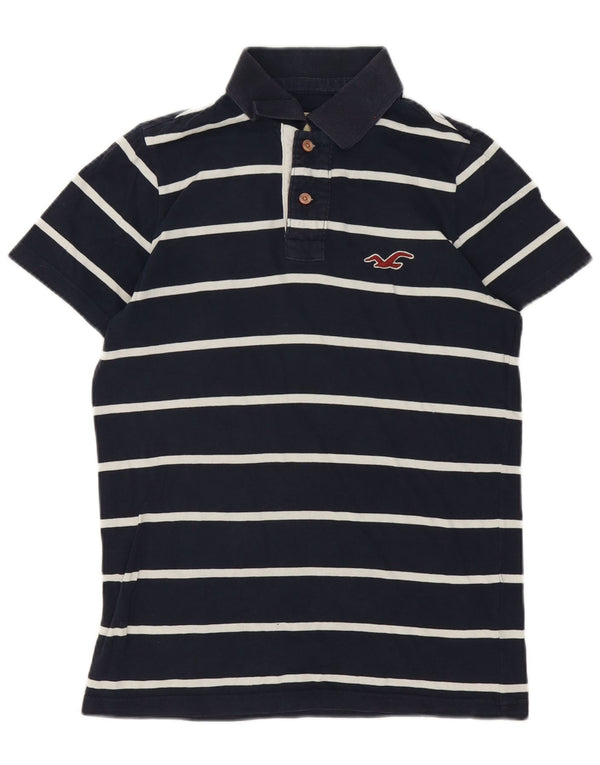 Hollister Mens Polo Shirt Small Navy Blue Striped