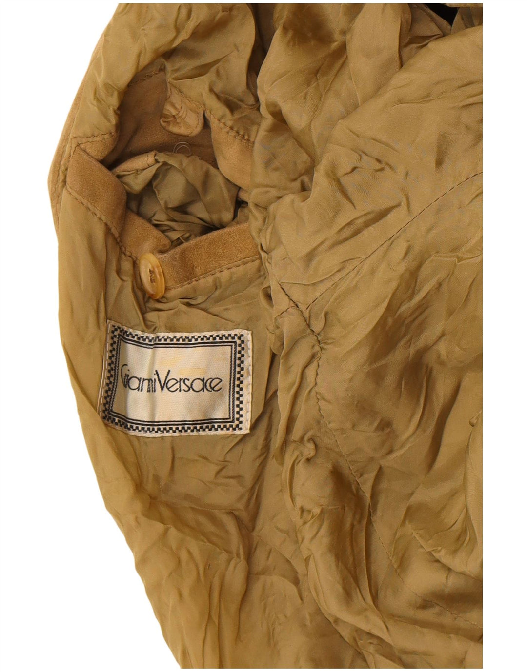 Gianni Versace Veste bomber en daim coupe ample pour femme UK 38 Beige moyen