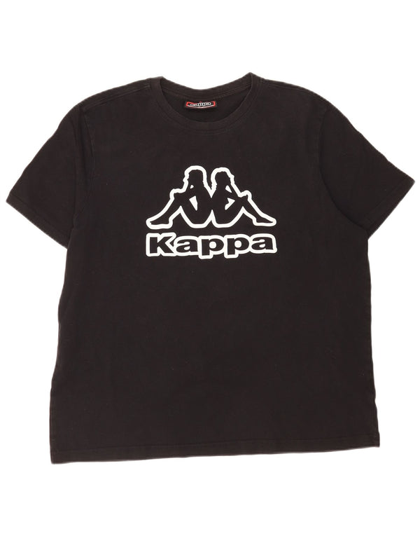 Kappa Mens Graphic T-Shirt Top Large Noir Coton