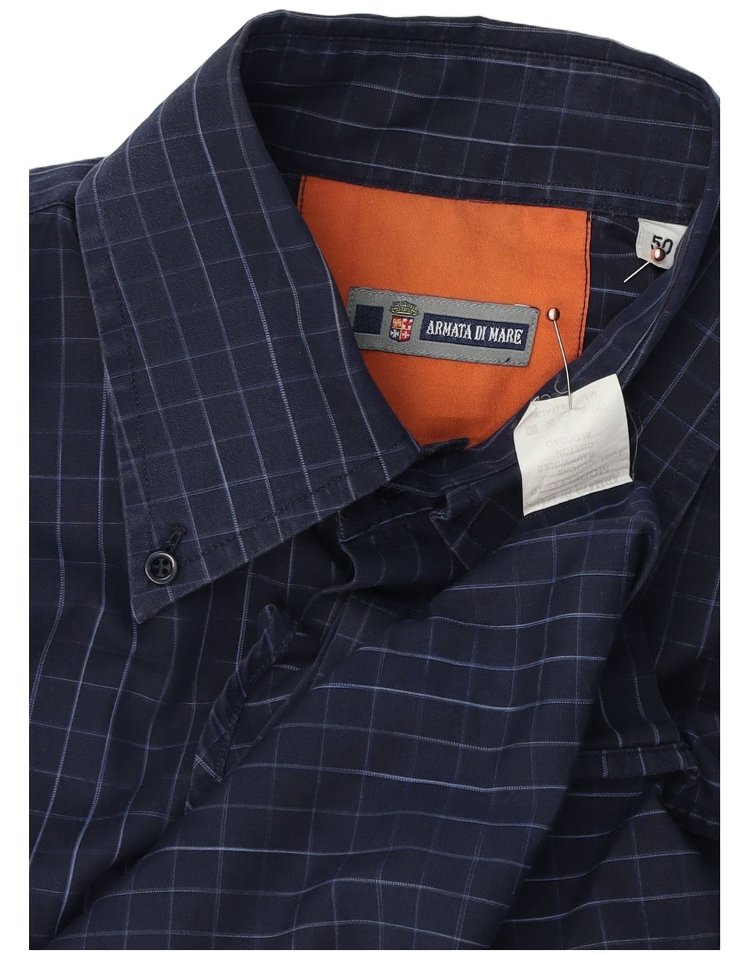 ARMATA DI MARE Chemise Homme IT 50 Coton Bleu Marine Moyen à Carreaux