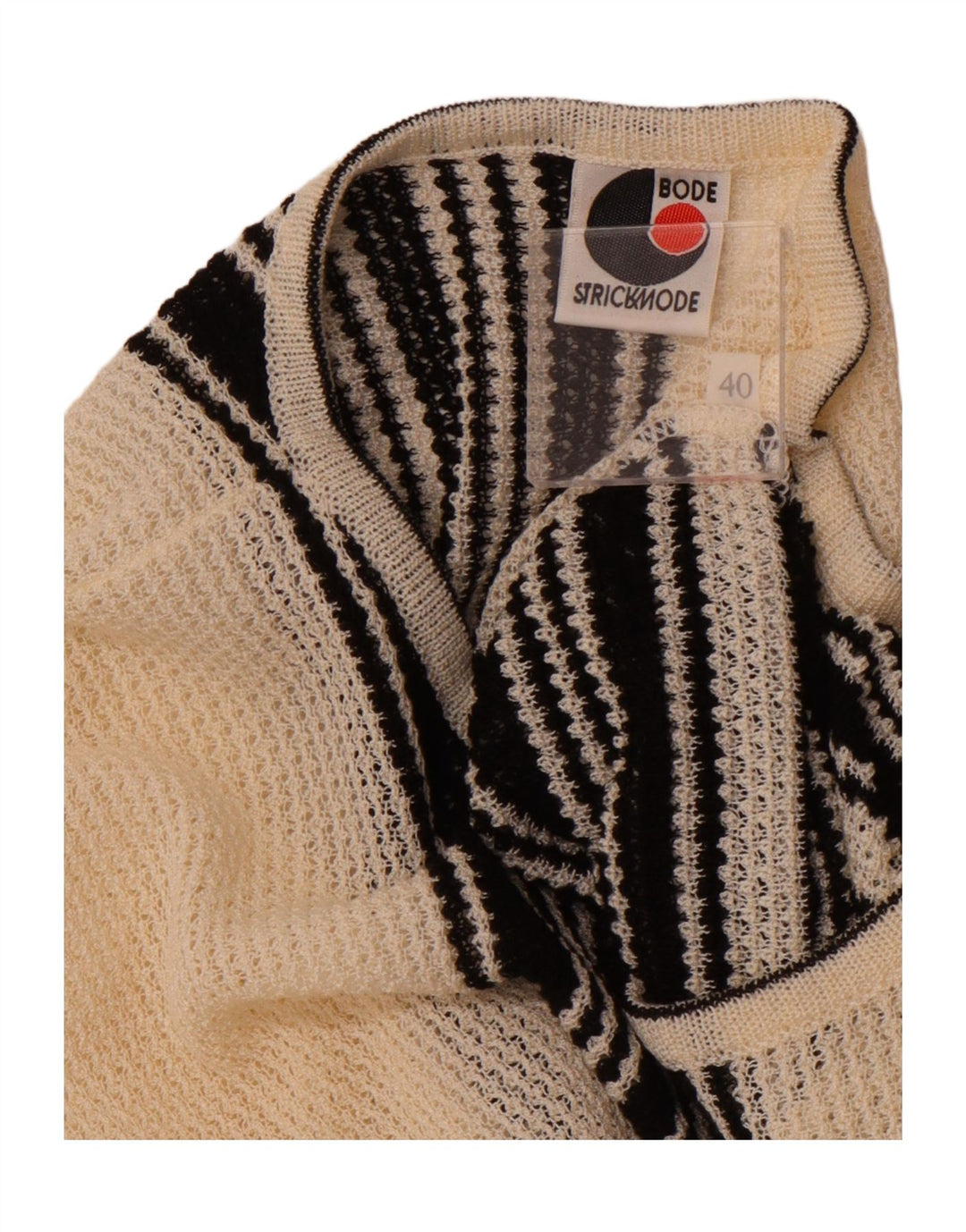 BODE Pull col bateau pour femme EU 40 Medium Blanc cassé rayé