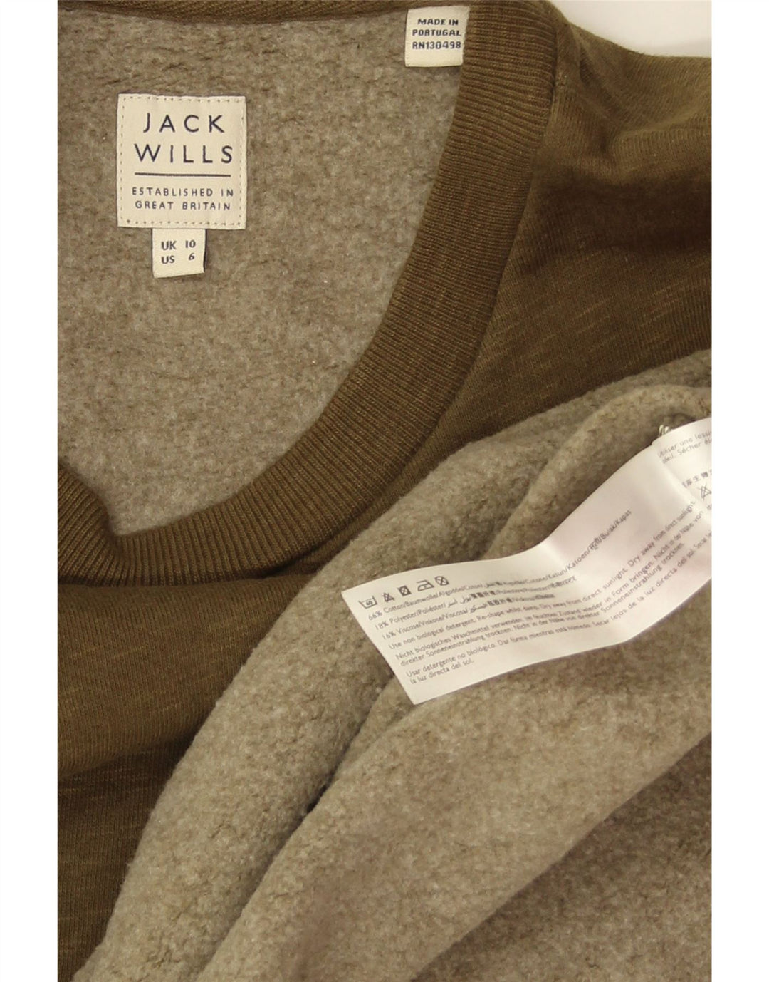 JACK WILLS Sweat-shirt surdimensionné pour femme UK 10 Petit coton kaki