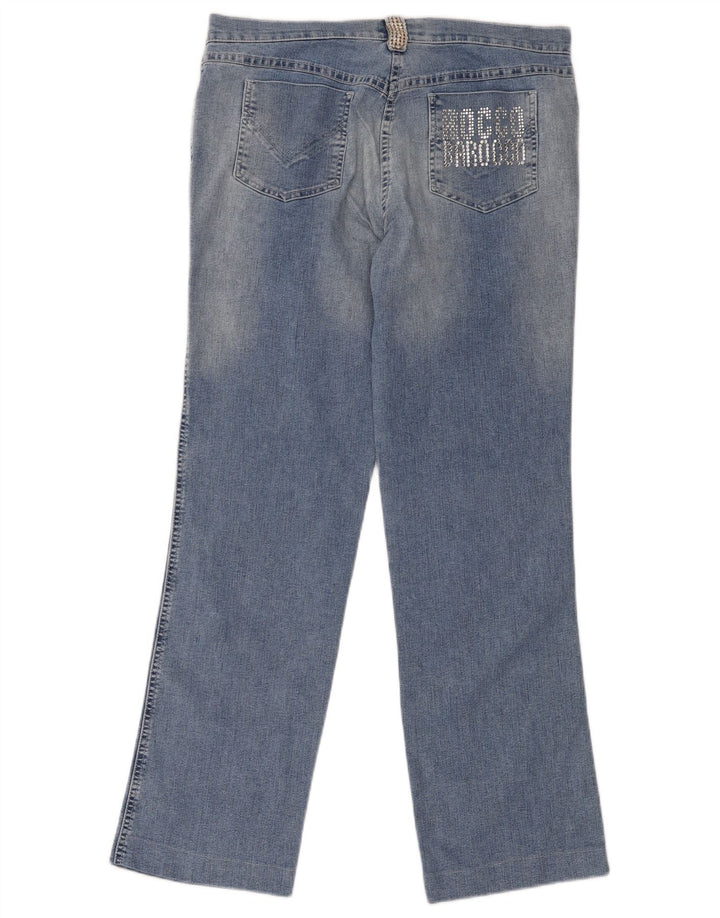 Roccobarocco Jean droit graphique femme W34 L31 coton bleu