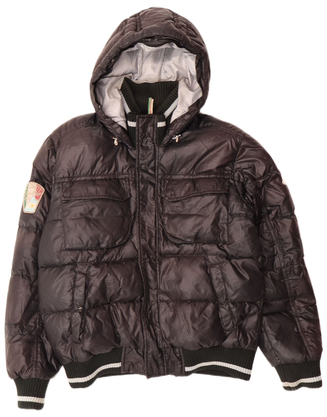 DOLOMITE Veste matelassée à capuche graphique pour hommes UK 38 Polyester noir moyen