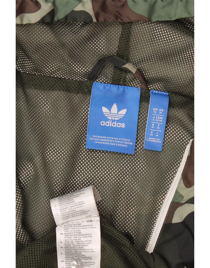 ADIDAS Veste de pluie à capuche pour homme UK 38 Medium Kaki Camouflage Polyamide
