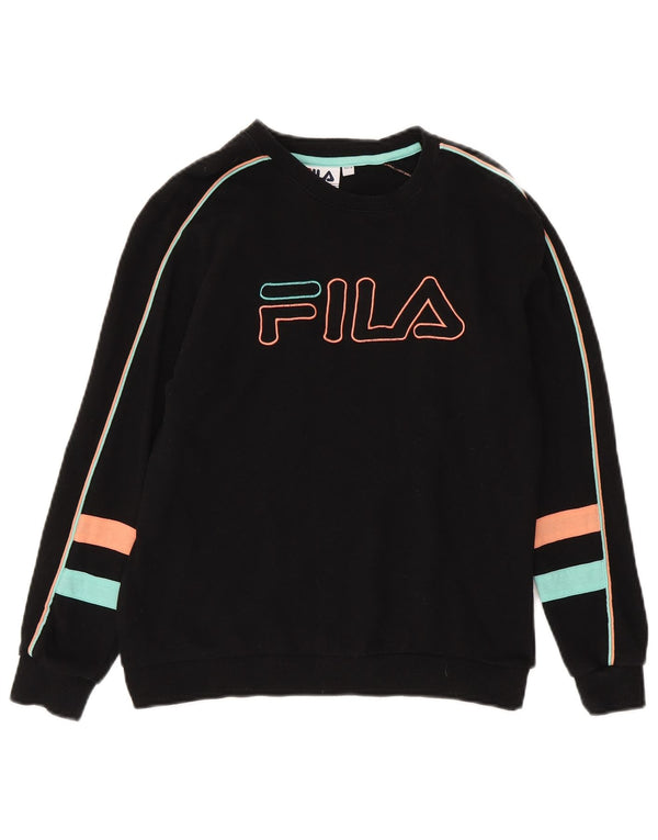 Fila Sweat-shirt graphique pour femme UK 8 Small Noir Coton