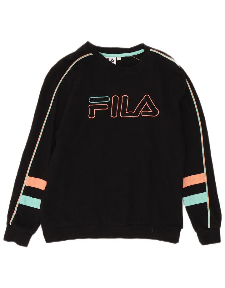 Fila Sweat-shirt graphique pour femme UK 8 Small Noir Coton