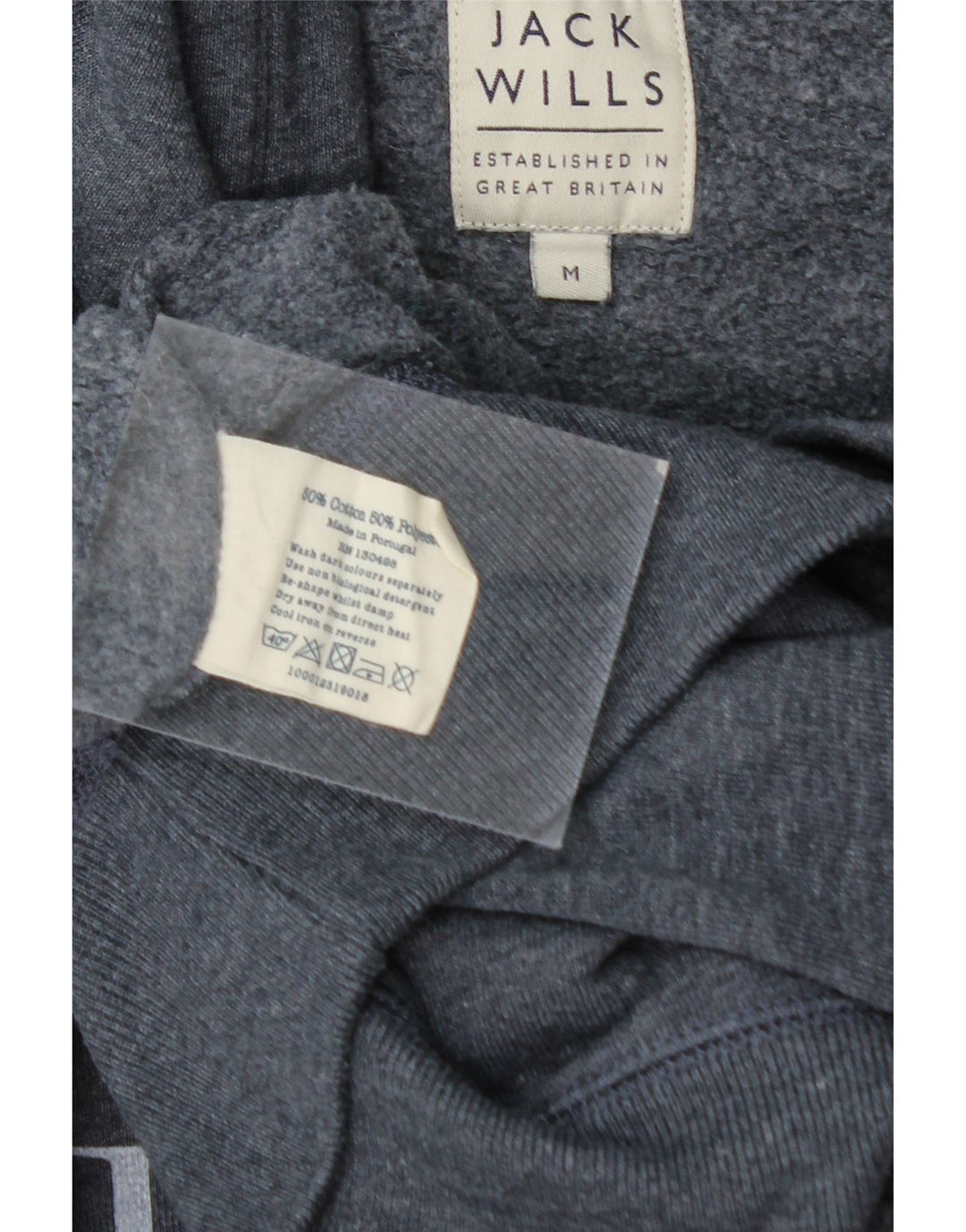JACK WILLS Mens Graphic Hoodie Jumper Medium Grey Cotton Vintage Jack Wills and Second-Hand Jack Wills from Messina Hembry 