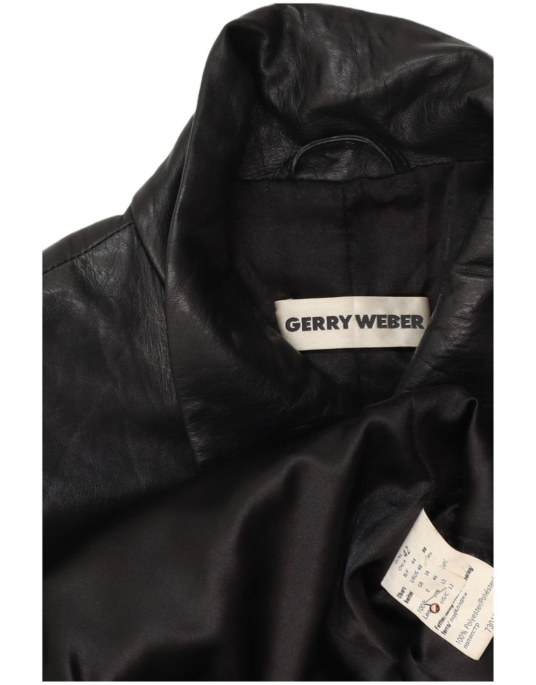GERRY WEBER Manteau en cuir femme UK 16 Grand cuir noir