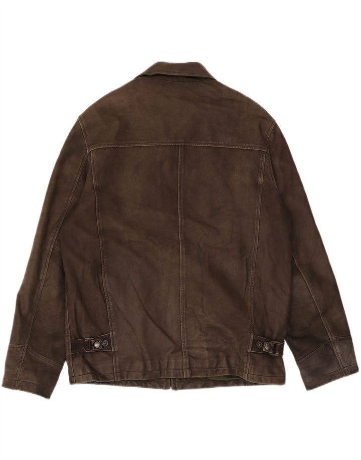 Zara Veste en cuir pour homme UK 38 Cuir marron moyen