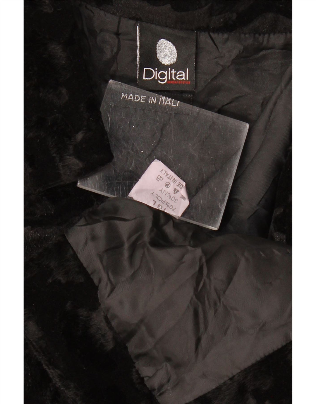 VINTAGE Femme Fausse Fourrure Boléro Veste UK 14 Grand Noir Polyester