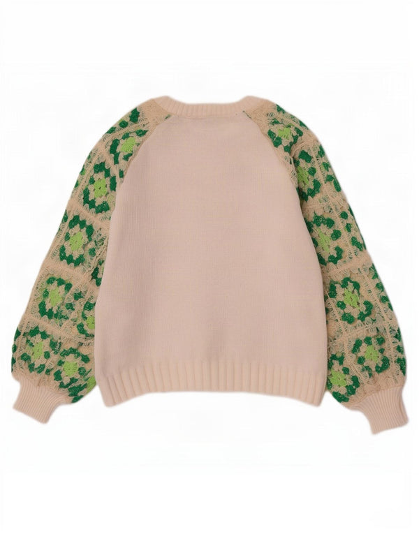 Zara Pull col bateau pour femme UK 10 Petit motif géométrique blanc