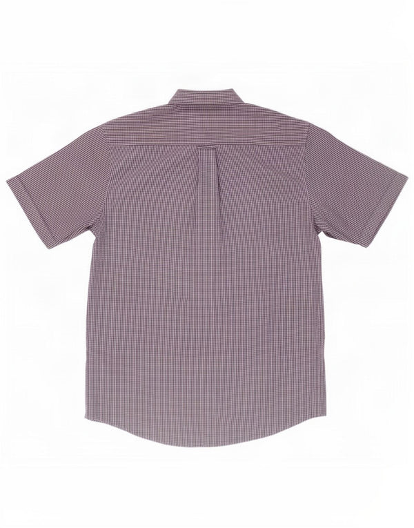 James Perse Chemise à manches courtes pour hommes en polyester à petits carreaux bleus