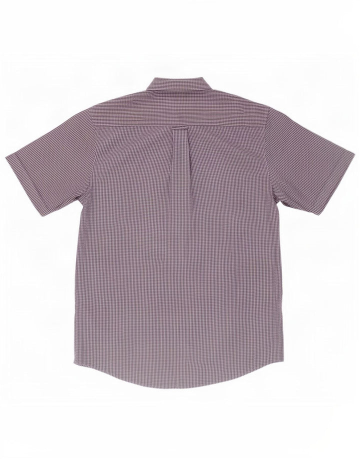 James Perse Chemise à manches courtes pour hommes en polyester à petits carreaux bleus