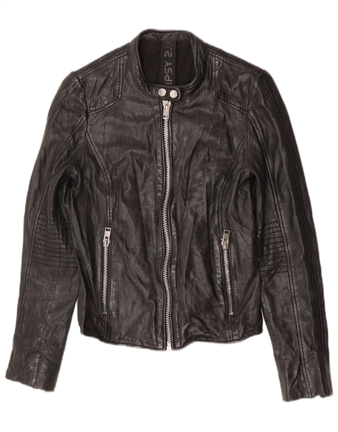 Gipsy Veste de course en cuir pour femme UK 10 Petit cuir noir