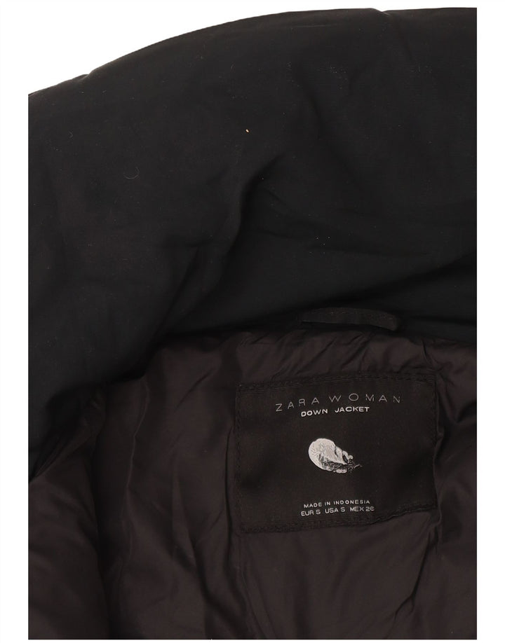 Zara Manteau matelassé à capuche pour femme UK 10 Small Bleu marine