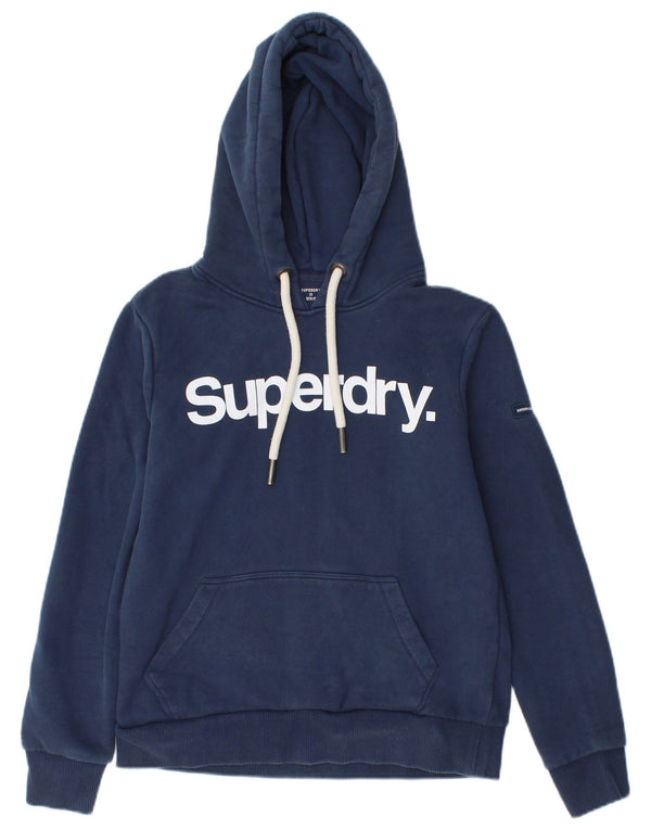 Superdry Pull à capuche graphique pour femme UK 8 Small Bleu marine Coton