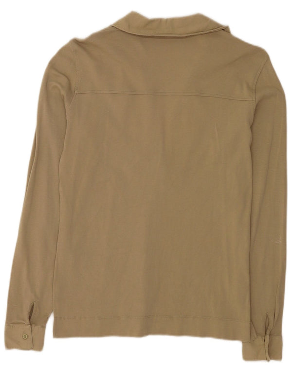 Reiss Polo à manches longues pour femme UK 14 Coton beige moyen