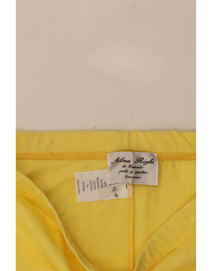 VINTAGE Womens Leggings IT 46 Large  Yellow Cotton Vintage Vintage and Second-Hand Vintage from Messina Hembry 
