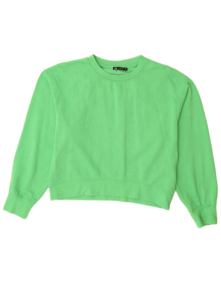 Zara Femme Sweatshirt Jumper UK 10 Petit Vert Polyester