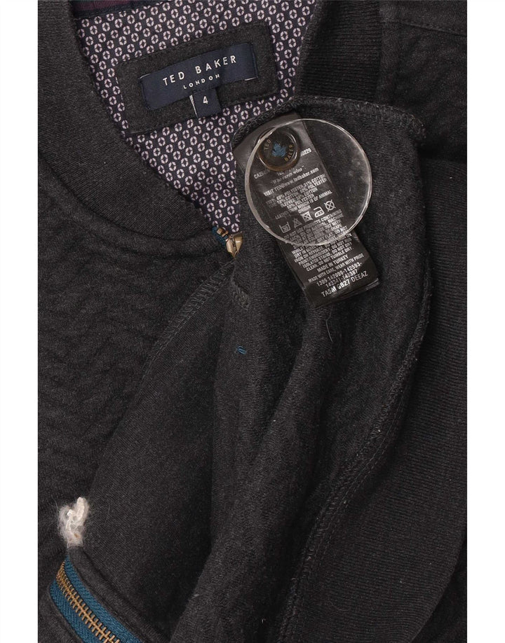 Ted Baker Veste de survêtement pour homme Taille 4 Grand Gris à chevrons Polyester