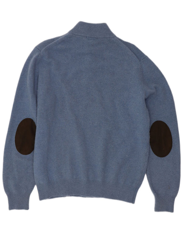 Hackett Pull à col zippé pour homme en laine bleue Large