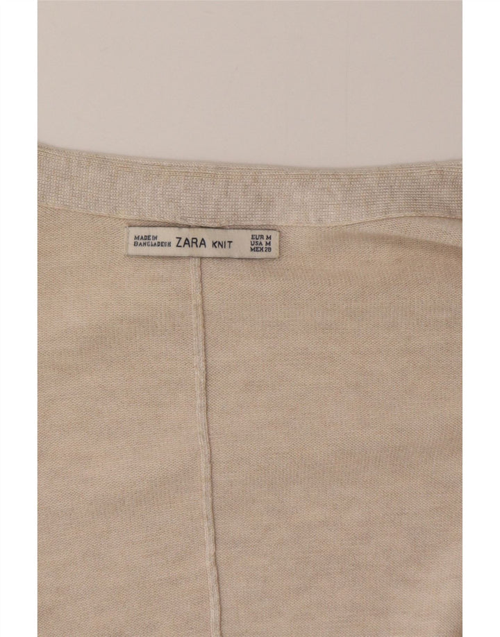 Zara Cardigan long surdimensionné pour femme UK 14 Beige moyen